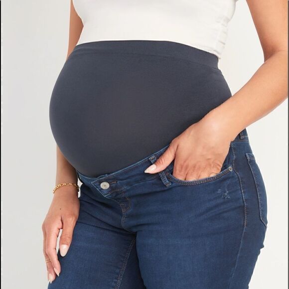 Old Navy NWT Maternity Full Panel Rockstar Super Skinny Ripped Jeans sz 6 short - Picture 4 of 14